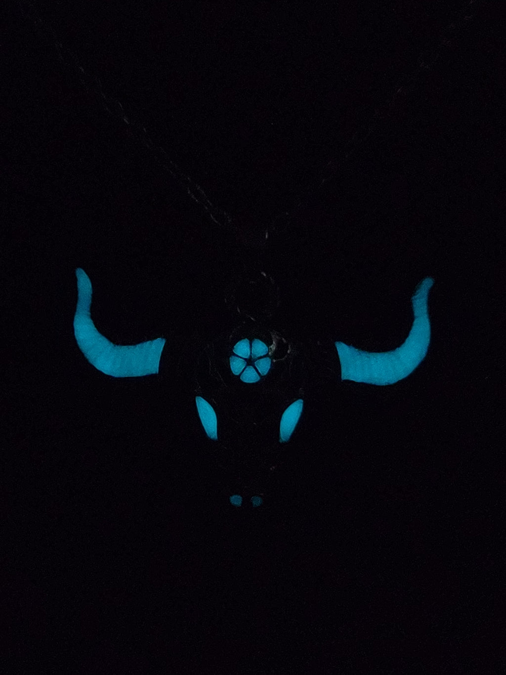 Glowing Bull Pendant Silver Necklace