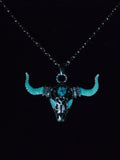 Glowing Bull Pendant Silver Necklace