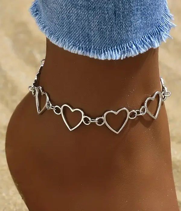 SIMPLE WIRE HEART LINK ANKLET