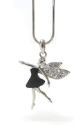 WHITEGOLD PLATING CRYSTAL AND ACRYL DECO FAIRY PENDANT