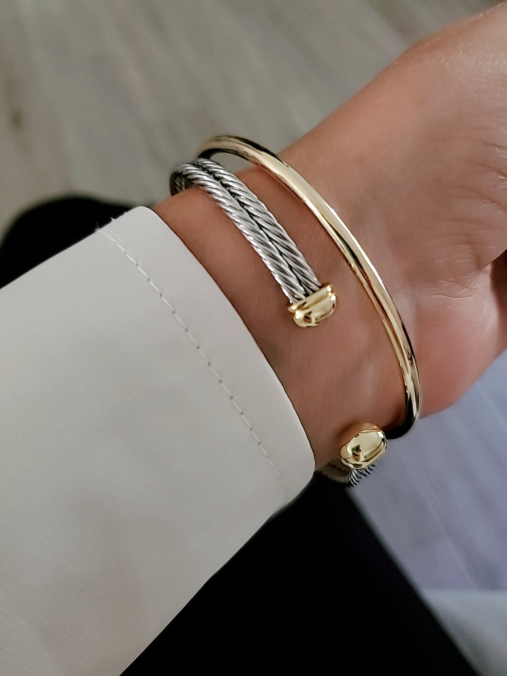 Reef Knot 18K Gold filled Silver cable bracelet