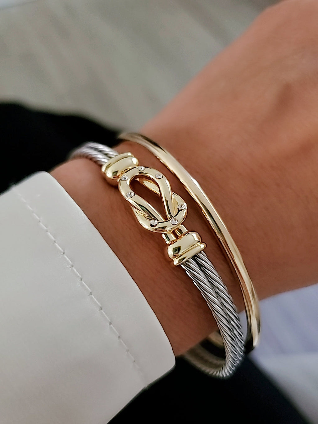 Reef Knot 18K Gold filled Silver cable bracelet