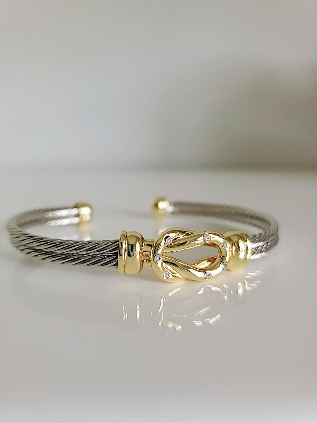 Reef Knot 18K Gold filled Silver cable bracelet